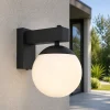 Applique Da Esterno-Selezionato da Mazzolaluce Applique da esterno metallo nero boccia vetro bianco ip44