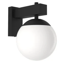 Applique Da Esterno-Selezionato da Mazzolaluce Applique da esterno metallo nero boccia vetro bianco ip44