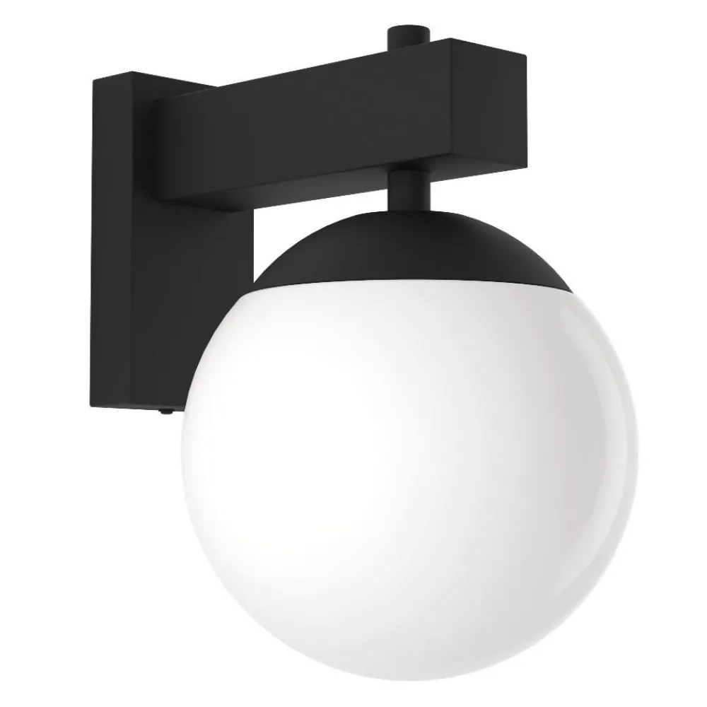Applique Da Esterno-Selezionato da Mazzolaluce Applique da esterno metallo nero boccia vetro bianco ip44