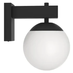 Applique Da Esterno-Selezionato da Mazzolaluce Applique da esterno metallo nero boccia vetro bianco ip44