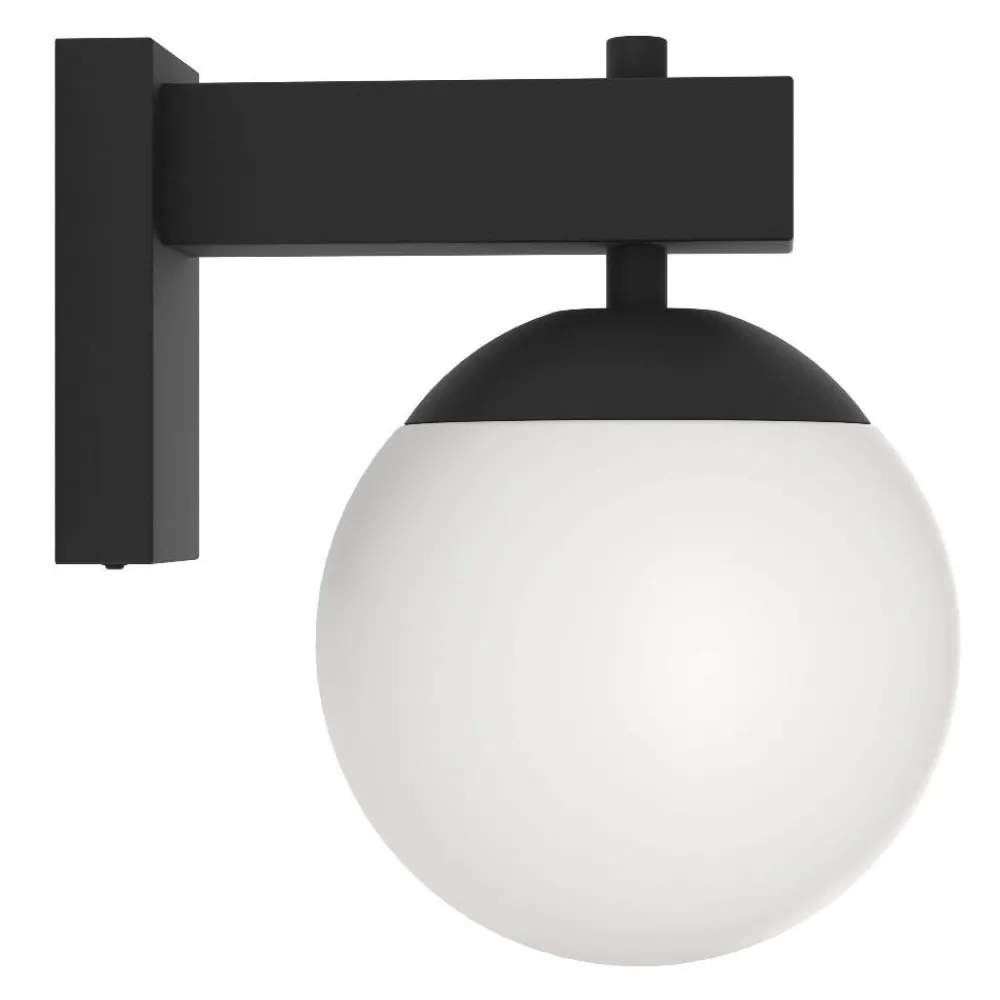 Applique Da Esterno-Selezionato da Mazzolaluce Applique da esterno metallo nero boccia vetro bianco ip44