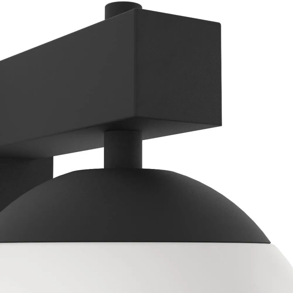 Applique Da Esterno-Selezionato da Mazzolaluce Applique da esterno metallo nero boccia vetro bianco ip44