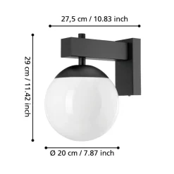Applique Da Esterno-Selezionato da Mazzolaluce Applique da esterno metallo nero boccia vetro bianco ip44