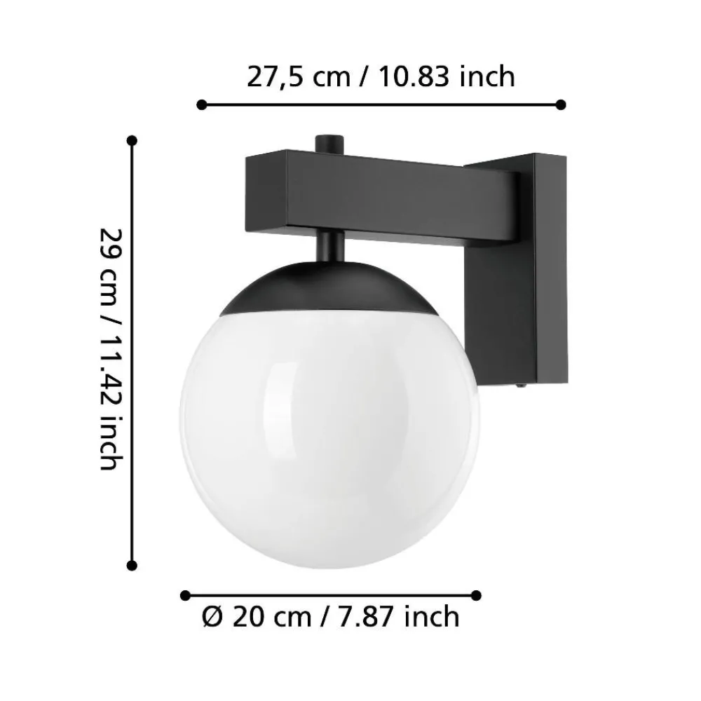 Applique Da Esterno-Selezionato da Mazzolaluce Applique da esterno metallo nero boccia vetro bianco ip44