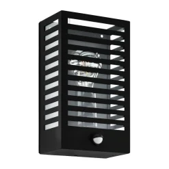 Applique Da Esterno-Selezionato da Mazzolaluce Applique da esterno metallo nero IP44 sensore di movimento e crepuscolare E27