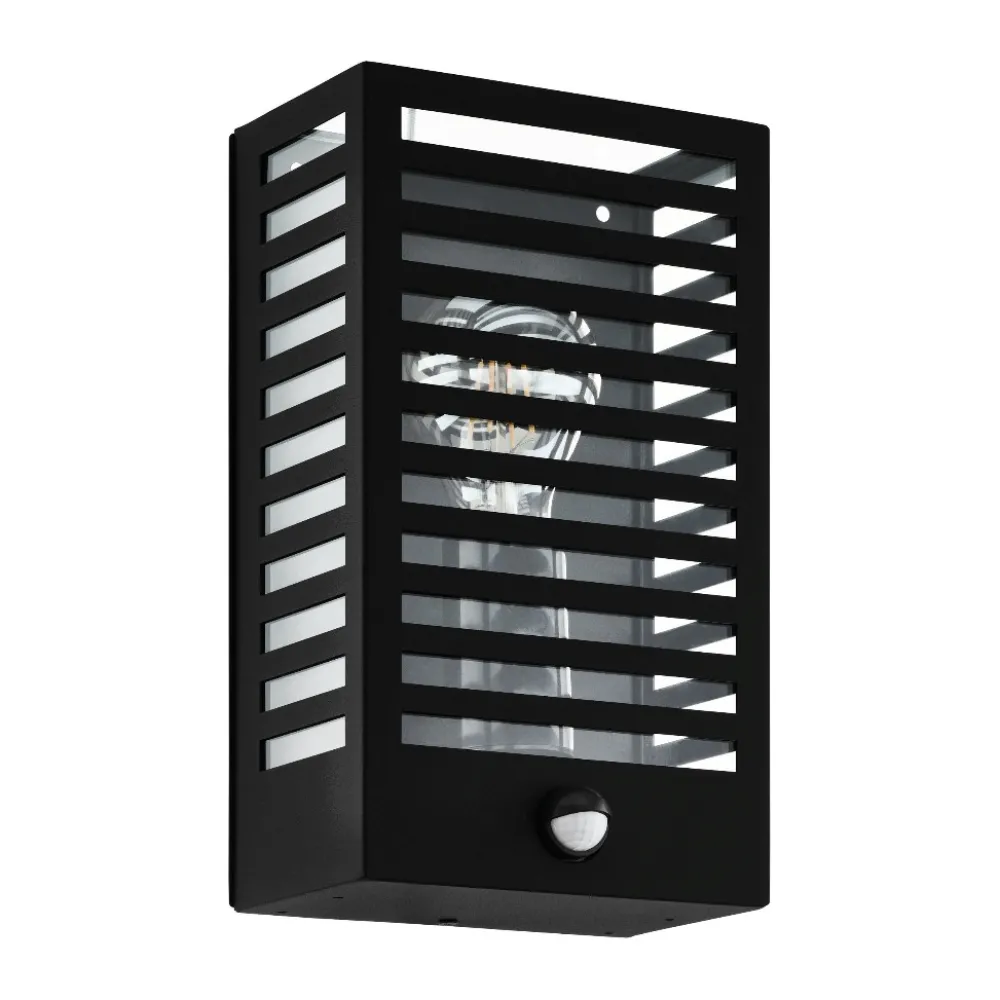 Applique Da Esterno-Selezionato da Mazzolaluce Applique da esterno metallo nero IP44 sensore di movimento e crepuscolare E27
