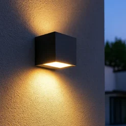 Applique Da Esterno-Selezionato da Mazzolaluce Applique da esterno moderna led 12w 3000k cubo grafite ip65
