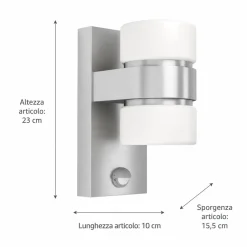 Applique Da Esterno-Selezionato da Mazzolaluce Applique da esterno moderna led 3000k alluminio ip44 sensore di movimento