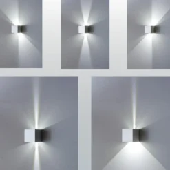 Applique Da Esterno-IsyLuce Applique da esterno moderna 6w 4000k cubo bianco