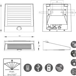 Applique Da Esterno-Selezionato da Mazzolaluce Applique da esterno nera led 6w sensore di movimento