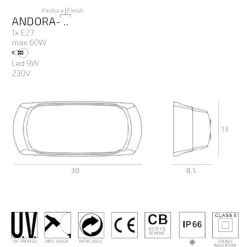 Applique Da Esterno-Top Light Applique da esterno nera andora ip66