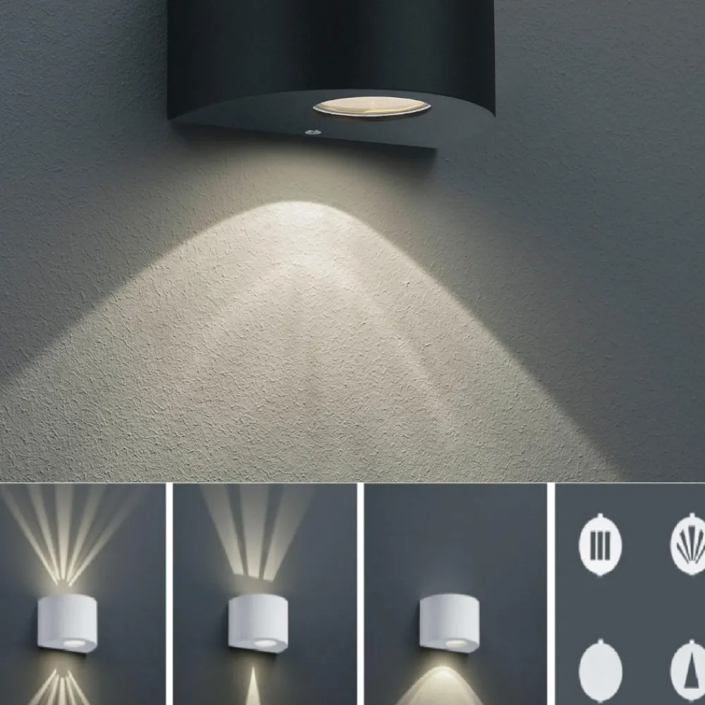 Applique Da Esterno-Selezionato da Mazzolaluce Applique da esterno nera 4w 3000k moderna fasci di luce regolabili