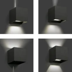 Applique Da Esterno-IsyLuce Applique da esterno nero cubo led 16w 4000k moderna