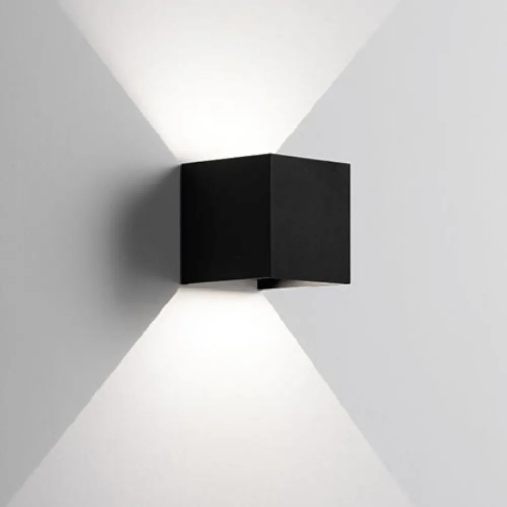 Applique Da Esterno-IsyLuce Applique da esterno nero cubo led 16w 4000k moderna