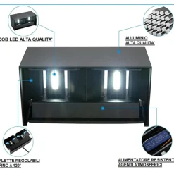 Applique Da Esterno-Selezionato da Mazzolaluce Applique da esterno nero led 24w 4000k rettangolare