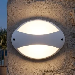 Applique Da Esterno-Selezionato da Mazzolaluce Applique da esterno ovale bianca moderna led 3000k ip65