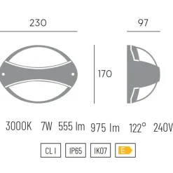 Applique Da Esterno-Selezionato da Mazzolaluce Applique da esterno ovale bianca moderna led 3000k ip65