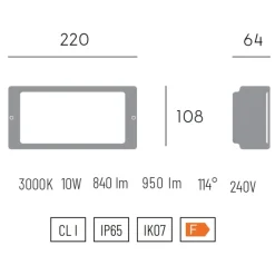 Applique Da Esterno-Selezionato da Mazzolaluce Applique da esterno rettangolare antracite led 3000k ip65