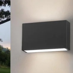 Applique Da Esterno-Selezionato da Mazzolaluce Applique da esterno rettangolare ip44 led 6w 3000k grigio scuro