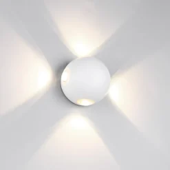 Applique Da Esterno-Selezionato da Mazzolaluce Applique da esterno sfera bianca 8w 3000k moderna 4 fasci di luce