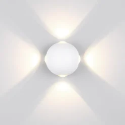 Applique Da Esterno-Selezionato da Mazzolaluce Applique da esterno sfera bianca 8w 3000k moderna 4 fasci di luce