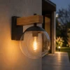 Applique Da Esterno-Selezionato da Mazzolaluce Applique da esterno sfera vetro fume ip44 legno