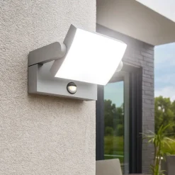 Applique Da Esterno-Ideal Lux Applique da esterno swipe ap sensor ip54 grigio orientabile con sensore