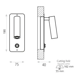 Applique Camera Da Letto-Selezionato da Mazzolaluce Applique da incasso per comodino camera da letto 3w 3000k nero