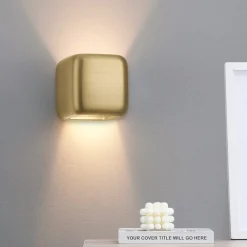 Applique Da Parete-Gea Luce Applique da interno moderno cubo oro babol