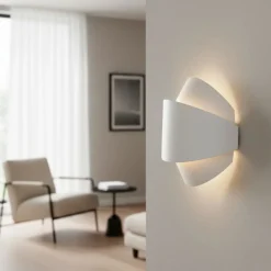 Applique Da Parete-Selezionato da Mazzolaluce Applique da parete bianco sabbiato doppio fascio led 12w 3000k