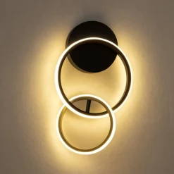 Applique Da Parete-Selezionato da Mazzolaluce Applique da parete cerchi nero oro led 15w 3000k moderna