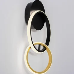 Applique Da Parete-Selezionato da Mazzolaluce Applique da parete cerchi nero oro led 15w 3000k moderna