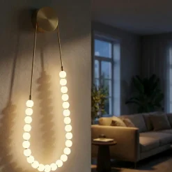 Applique Da Parete-Selezionato da Mazzolaluce Applique da parete collana di perle oro led 50w 3000k