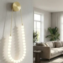 Applique Da Parete-Selezionato da Mazzolaluce Applique da parete collana di perle oro led 50w 3000k