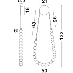 Applique Da Parete-Selezionato da Mazzolaluce Applique da parete collana sfere di vetro bianco design elegante
