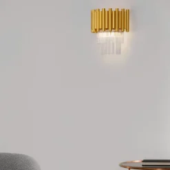 Applique Da Parete-Selezionato da Mazzolaluce Applique da parete contemporanea oro e cristalli