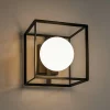 Applique Da Parete-Perenz Illuminazione Applique da parete cube nero sfera bianca