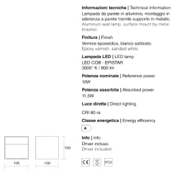 Applique Da Parete-IsyLuce Applique da parete cubo led 10w 3000k bianco