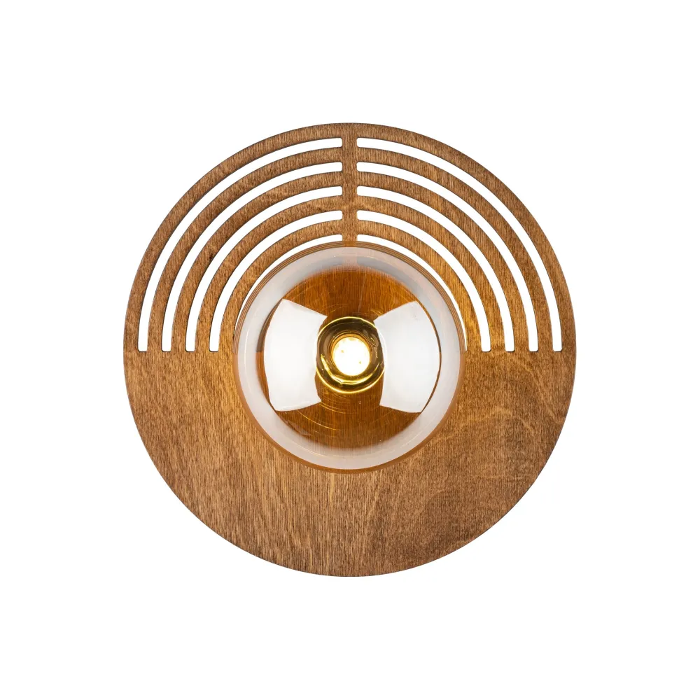 Applique Da Parete-Selezionato da Mazzolaluce Applique da parete design moderno in legno quercia marrone sfera di vetro