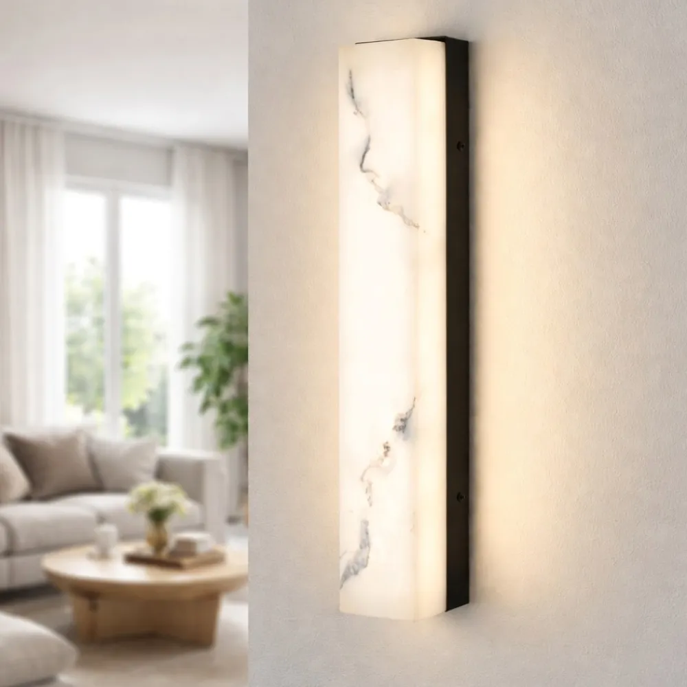 Applique Da Parete-Selezionato da Mazzolaluce Applique da parete di pietra alabastro bianca led 12w 3000k