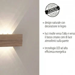 Applique Da Parete-Selezionato da Mazzolaluce Applique da parete effetto legno rettangolare led 5w 3000k