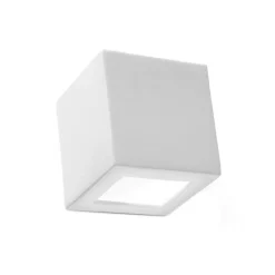 Applique Da Parete-Selezionato da Mazzolaluce Applique da parete in ceramica bianco cubo diffusore in vetro