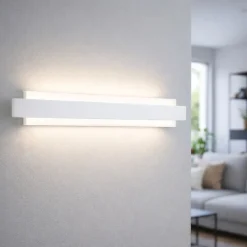 Applique Da Parete-Fabas Luce Applique da parete in vetro bianco moderna led 21w 3000k fabas regolo