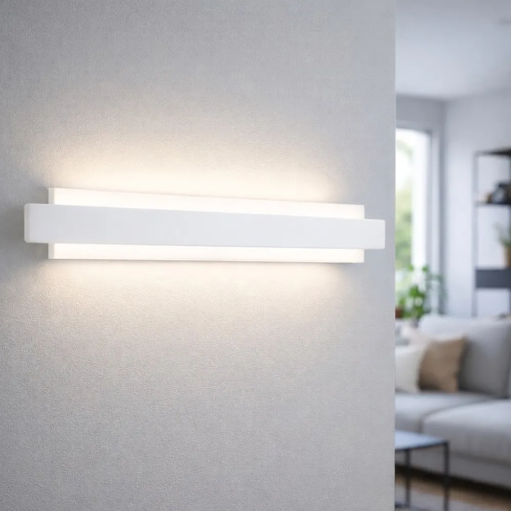 Applique Da Parete-Fabas Luce Applique da parete in vetro bianco moderna led 21w 3000k fabas regolo
