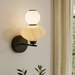 Applique Da Parete-Selezionato da Mazzolaluce Applique da parete moderna ceramica beige vetro led 3000k