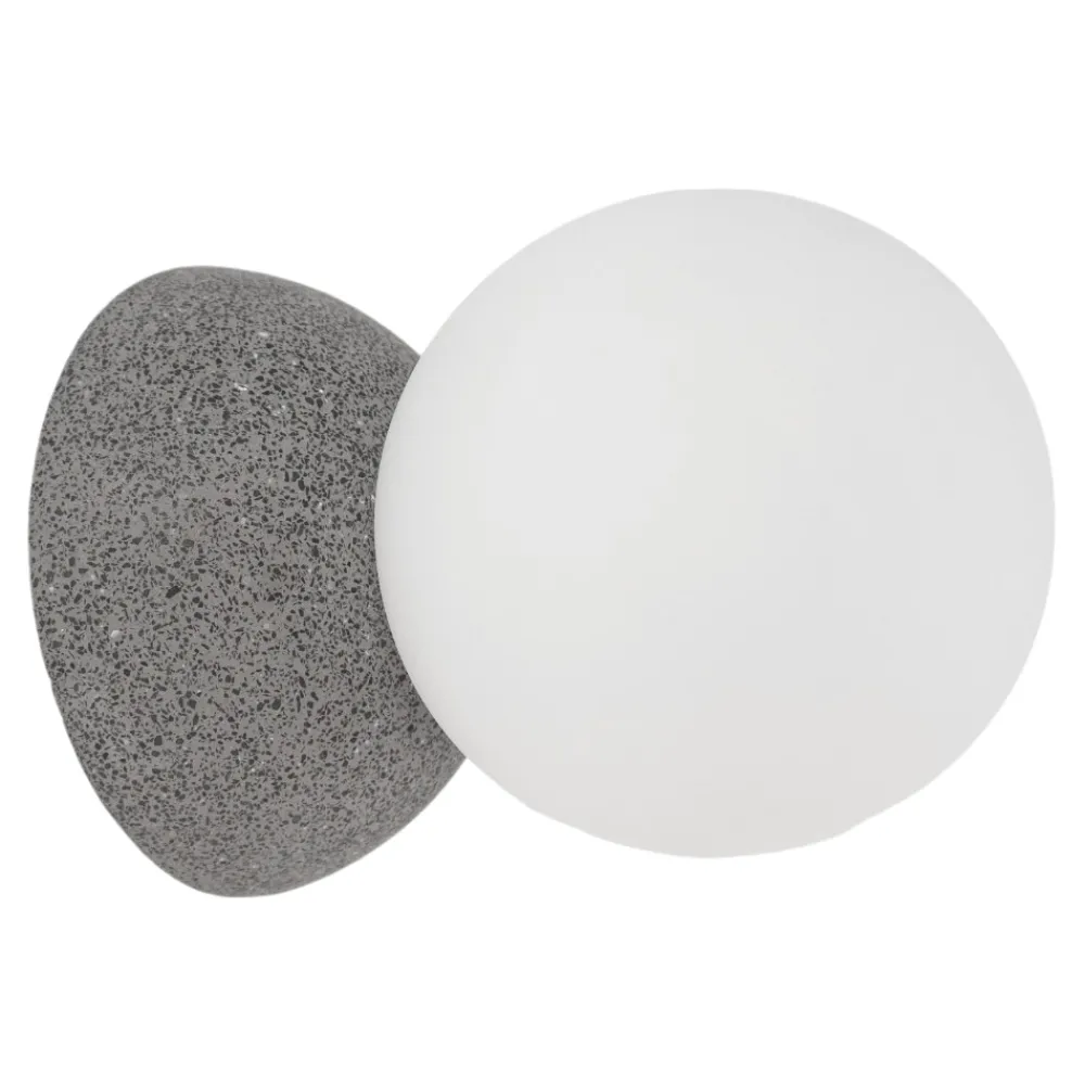 Applique Da Parete-Selezionato da Mazzolaluce Applique da parete moderna cemento antracite sfera vetro bianco