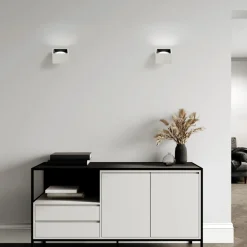Applique Da Parete-Sforzin Illuminazione Applique da parete moderna di gesso interno quadrato nero nasso sforzin