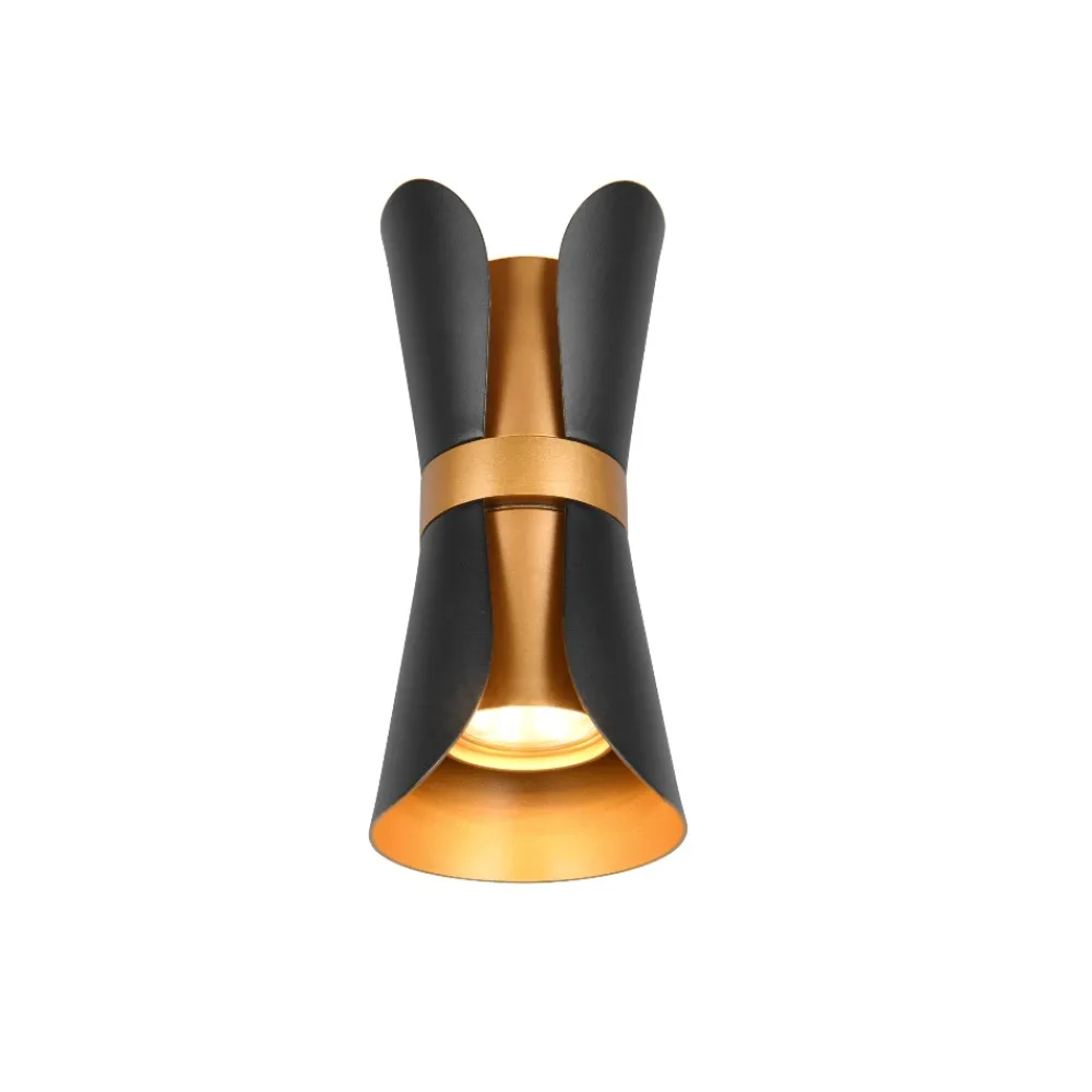 Applique Da Parete-Selezionato da Mazzolaluce Applique da parete nero oro 2 luci design moderna