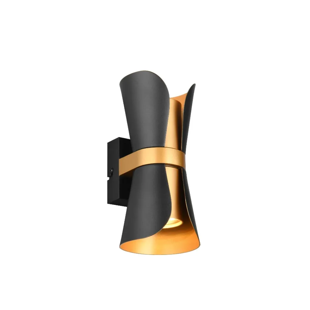 Applique Da Parete-Selezionato da Mazzolaluce Applique da parete nero oro 2 luci design moderna