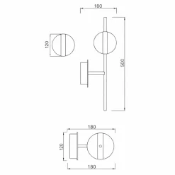 Applique Da Parete-Selezionato da Mazzolaluce Applique da parete nero oro stile contemporaneo led 3000k